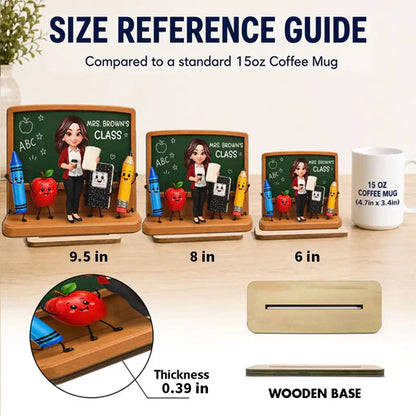 Personalized 2-Layer Wooden Plaque With Teacher Chalkboard Art, Unique Creative Gift For Teacher