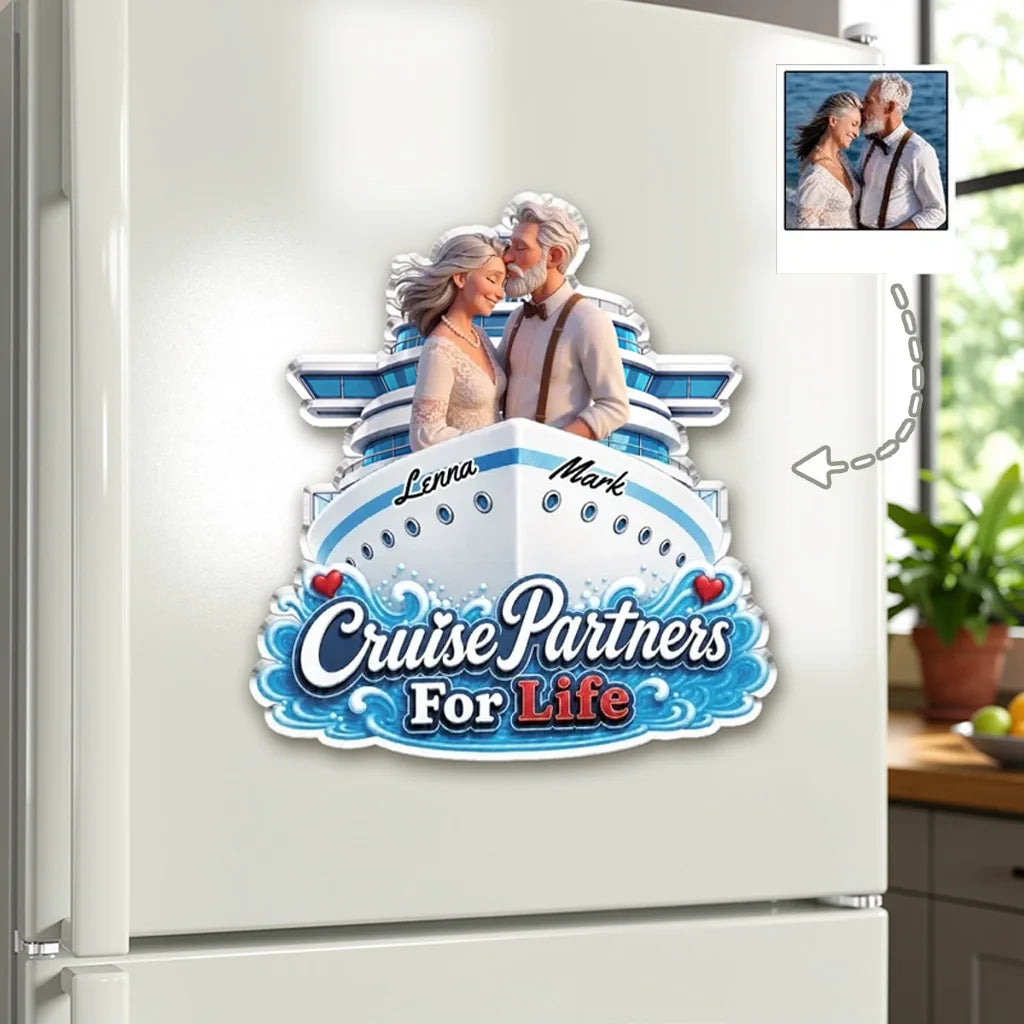 Personalized Acrylic Magnet, Cruise Ship Couple Keepsake, Unique Gift for Partners
