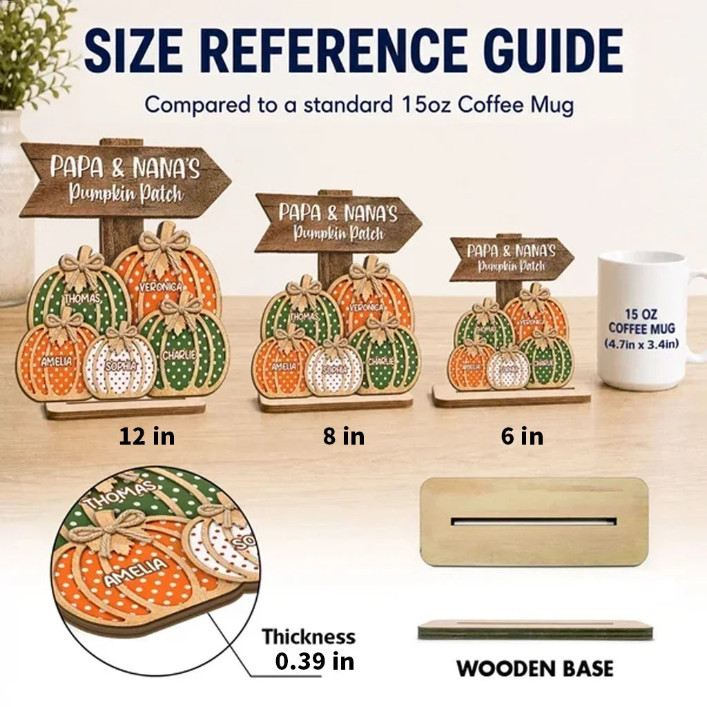 Personalized 2-Layer Wooden Plaque, Papa & Nana's Polka Dot Pumpkin Patch, Unique Fall Gift for Grandparents