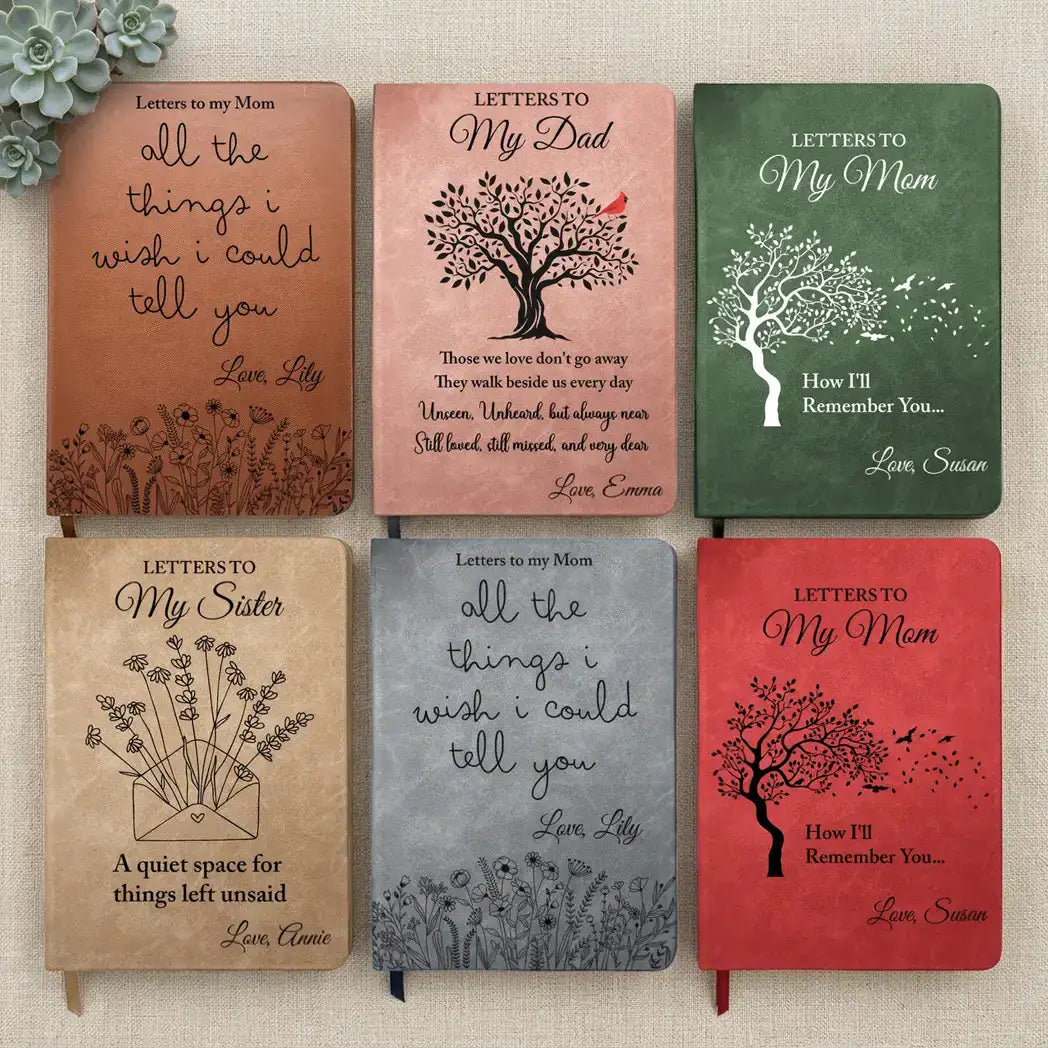 Personalized Leather Journal, Letters To My Mom Remembrance Design, Unique Memorial Gift for Family