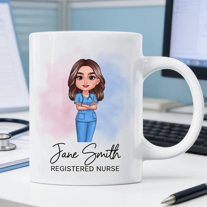 Personalized Nurse Mug with Folded Arms Illustration, Thoughtful Keepsake and Creative Gift for Nurses