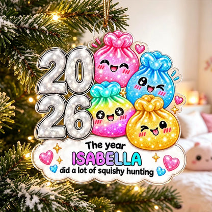Cute Acrylic Ornament, Personalized Squishy Hunting Keepsake Hanging on a Christmas Tree, Creative Gift for Kids and Teens