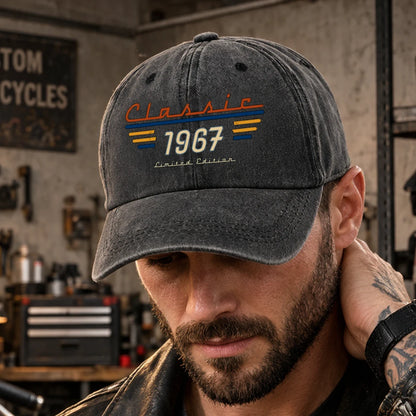 Personalized Unstructured Washed Cotton Cap, Faded Black Vintage Style, Creative Keepsake Gift for Him