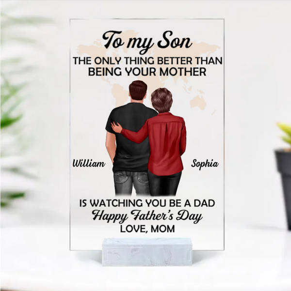"To My Son - Acrylic Or Wooden Or LED Plaque Heartfelt Gift for Father's Day from Mom - Personalized Warm LED Night Light"