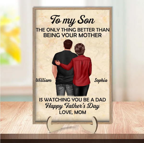 "To My Son - Wooden Or LED Or LED Plaque Heartfelt Gift for Father's Day from Mom - Personalized Warm LED Night Light"