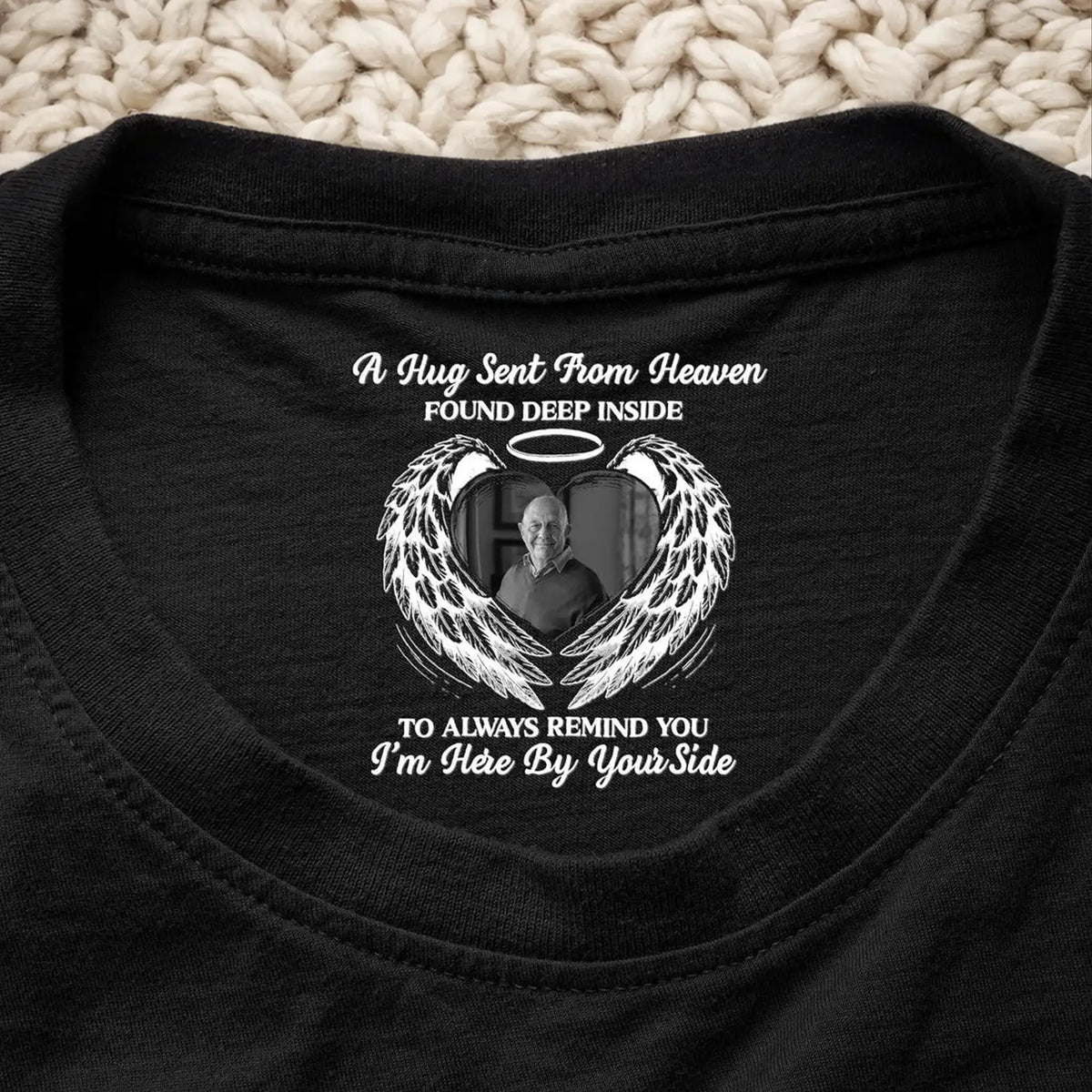 Personalized Classic Tee With Hidden Memorial Message, Angel Wings Unique Gift for Family