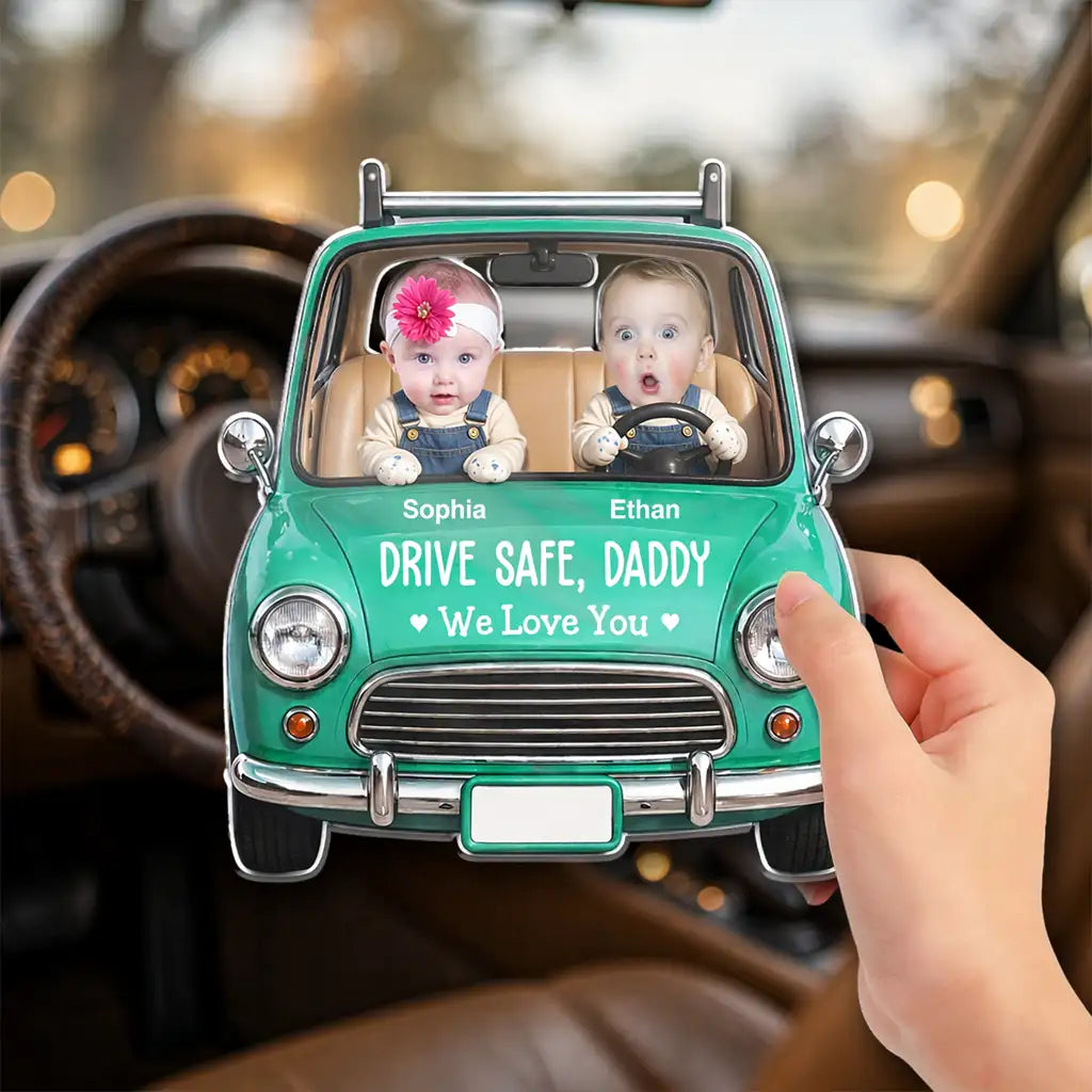 Personalized Acrylic Car Visor Clip, Teal Car Kids Design, Unique Gift for Dad to Drive Safe