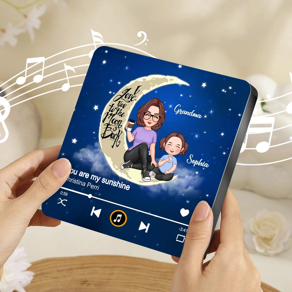 Acrylic Music Magnet I Love You to the Moon and Back Grandma and Grandkid Cute Fridge Decoration Unique Gift