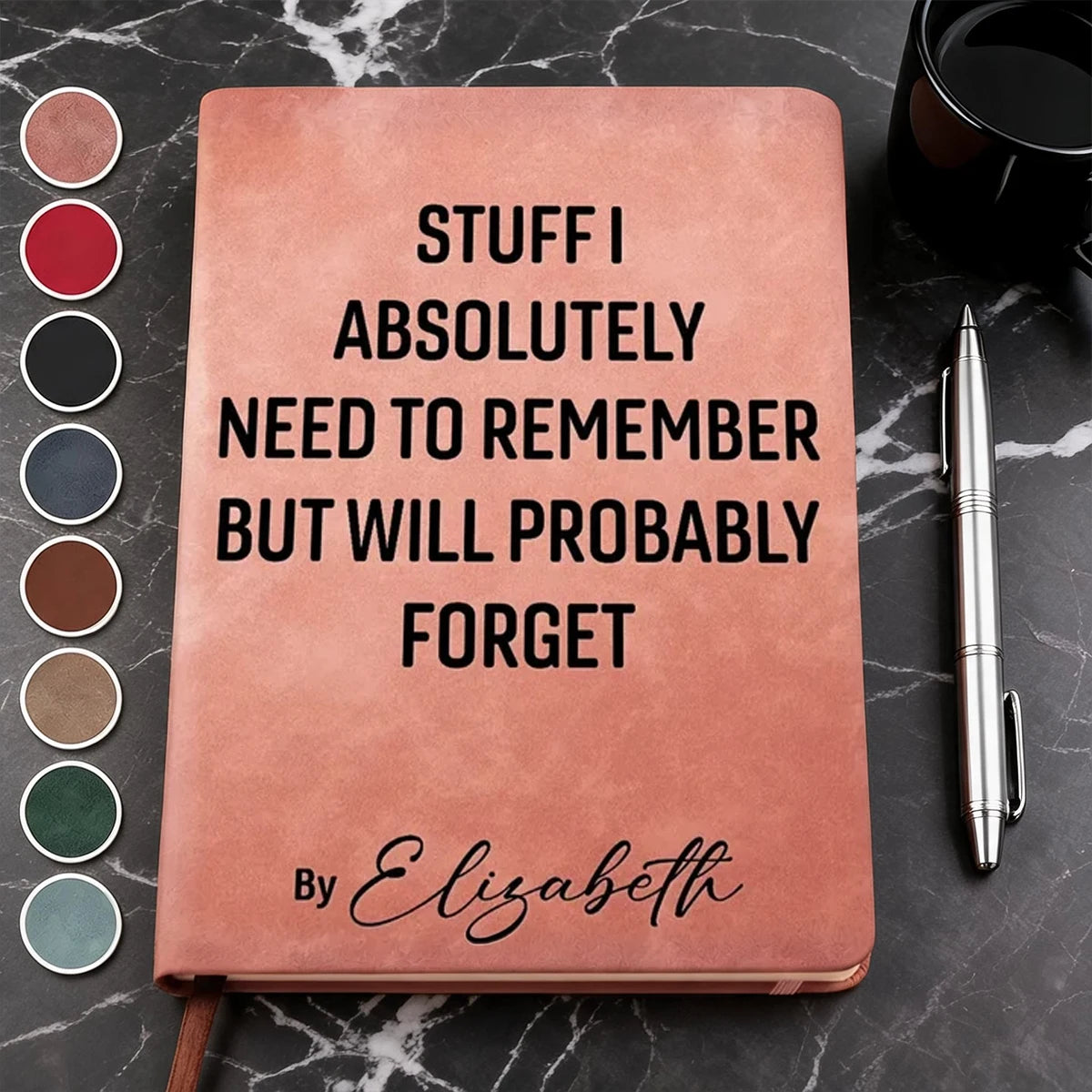 Personalized Leather Journal with Workplace Confession Quote, Bold Typography, Unique Gift for Coworker