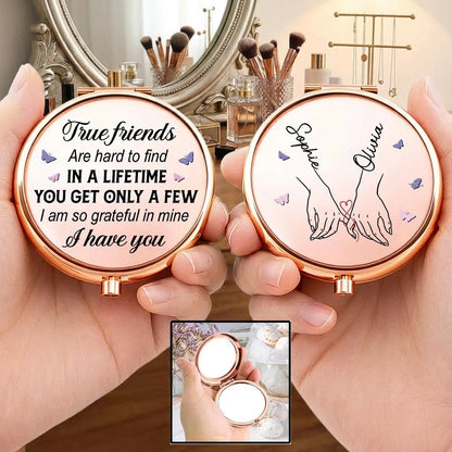Personalized Metal Compact Mirror True Friends Quote Pocket Gift for Best Friend - Sweet Everyday Reminder