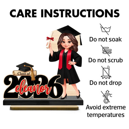 Custom 2-Layer Wooden Plaque For Graduation, Cap & Gown Keepsake, Creative Gift For Her Proud Moment