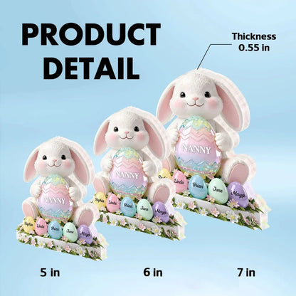 Custom Easter Bunny Shaped Acrylic Block Plaque, Pastel Egg Design for a Love-Filled Keepsake Gift for Nanny