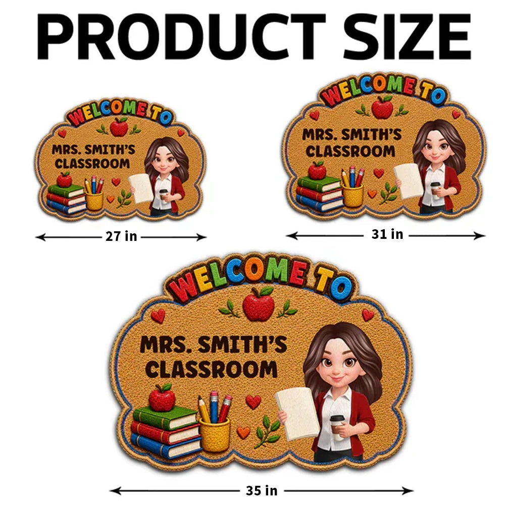Personalized Shaped Doormat for Teacher Classroom, Colorful Welcome Design, Unique Back-to-School Gift