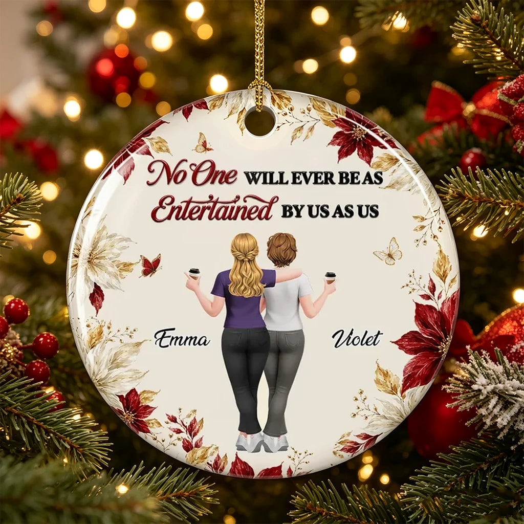 Personalized Ceramic Ornament, Coffee Loving Friends Arm in Arm, Heartfelt Creative Gift for Best Friend
