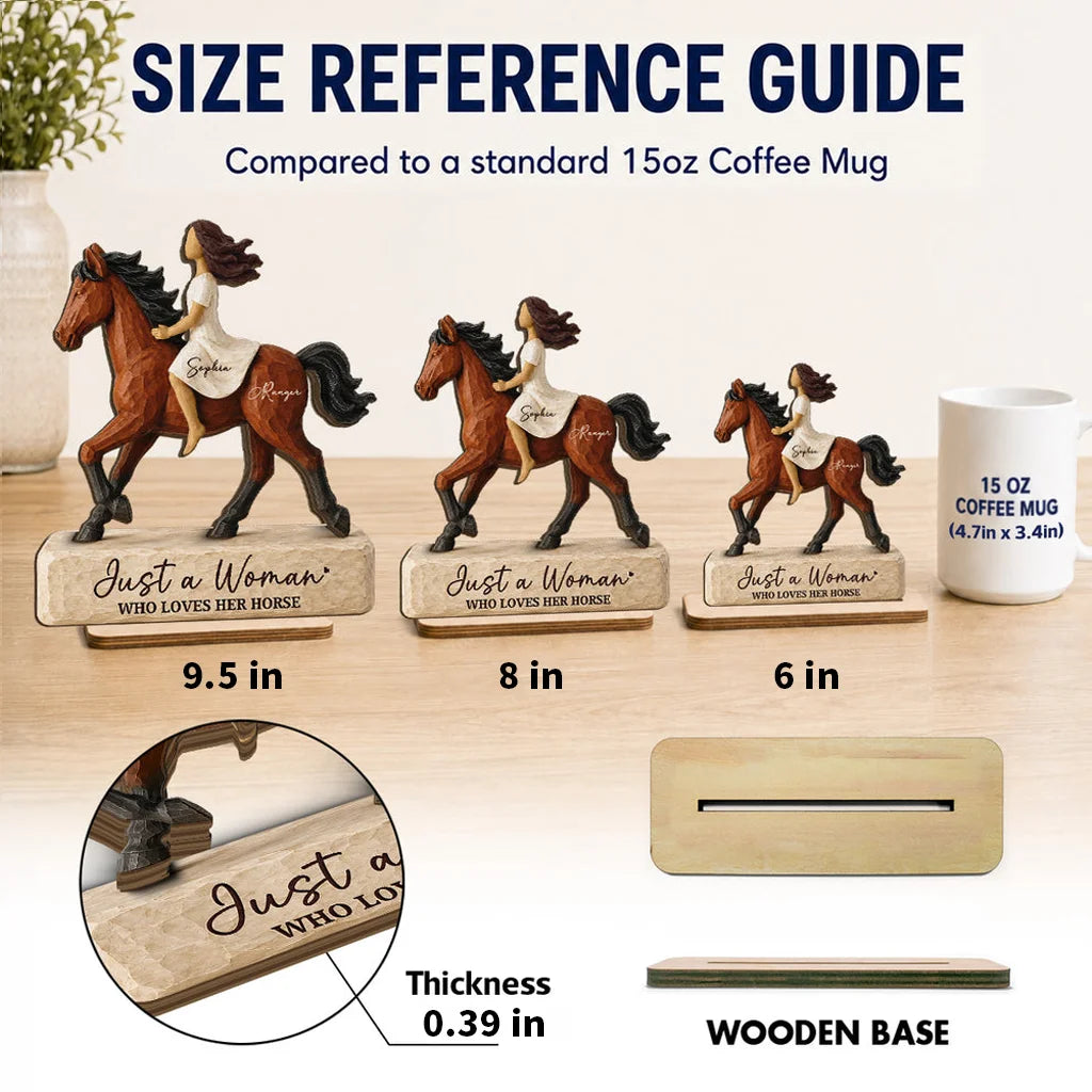 Personalized 2-Layer Wooden Plaque, Woman Riding a Horse, Rustic Unique Gift for Horse Lovers