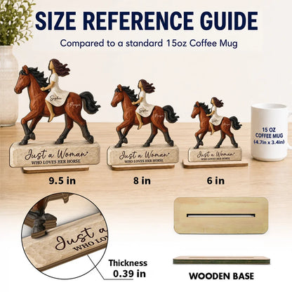 Personalized 2-Layer Wooden Plaque, Woman Riding a Horse, Rustic Unique Gift for Horse Lovers