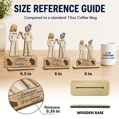 Personalized Wooden Plaque, Miles Apart Besties at Heart, Unique Gift for Long-Distance Friends