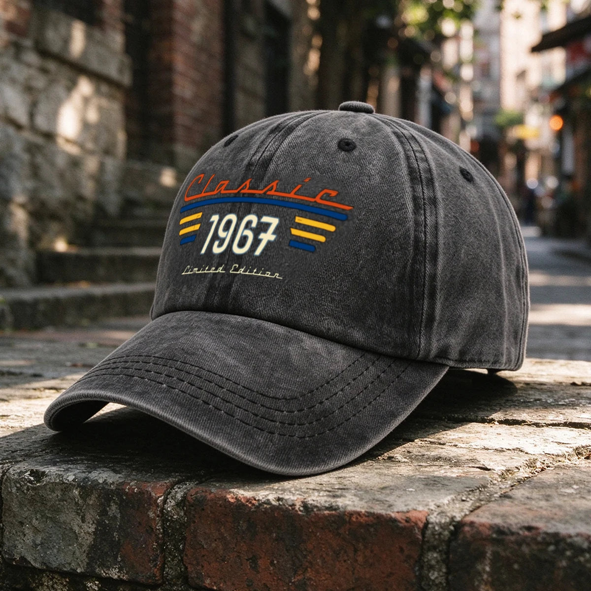 Personalized Unstructured Washed Cotton Cap, Faded Black Vintage Style, Creative Keepsake Gift for Him