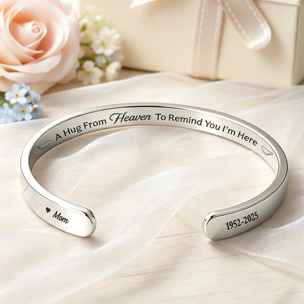 Personalized Stainless Steel Cuff Bracelet, A Hug From Heaven, Unique Memorial Gift