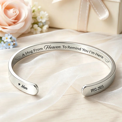 Personalized Stainless Steel Cuff Bracelet, A Hug From Heaven, Unique Memorial Gift