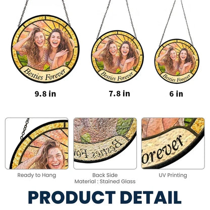 Personalized Glass Suncatcher Ornament, Colorful Laughing Friends Window Display, Unique Gift for Best Friend