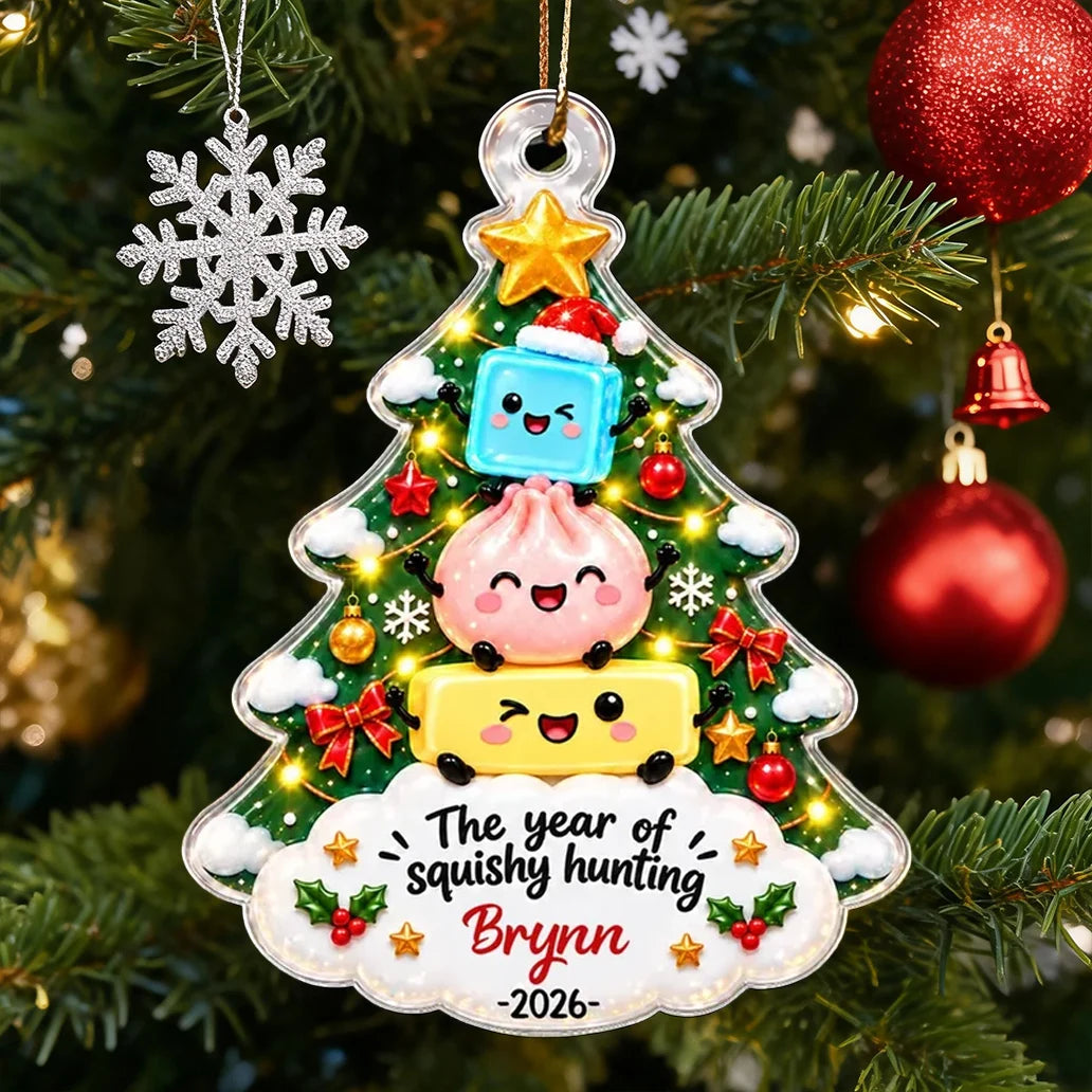 Joyful Stacked Squishies Acrylic Ornament, Personalized Keepsake for Hanging on the Tree and Creative Gift for Kids