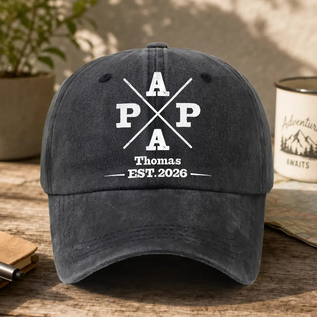 Papa Washed Denim Baseball Cap, Custom Family Keepsake for Casual Days ...