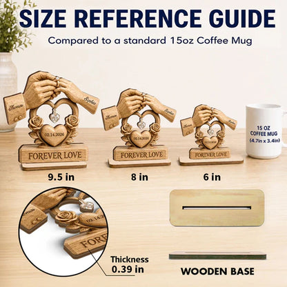 Personalized Layered Wooden Plaque For Couple, Unique Wedding Gift With Warm Ring Exchange Scene