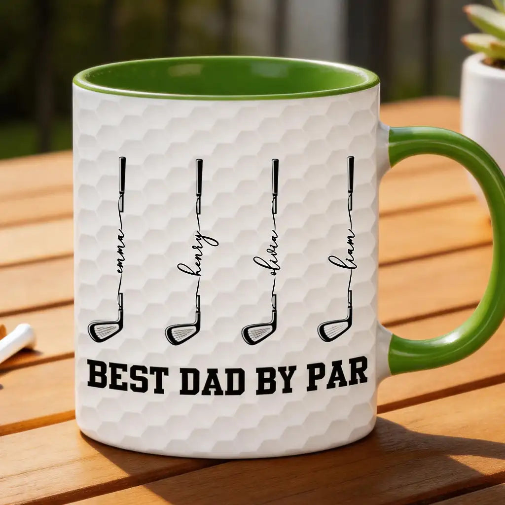 Personalized Golf Dad Two-Tone Mug, Unique Gift for Dad's Morning Coffee