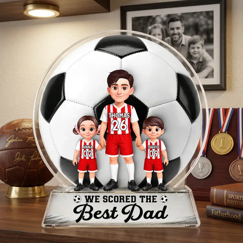 Personalized Shaped Acrylic Block Plaque for Soccer Dad, Unique Custom Field Family Gift He'll Love