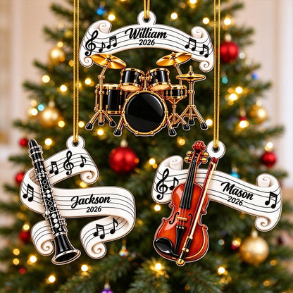 Personalized Music Acrylic Ornament, Instrument Design for Christmas Trees, Unique Gift for Band Students and Teachers