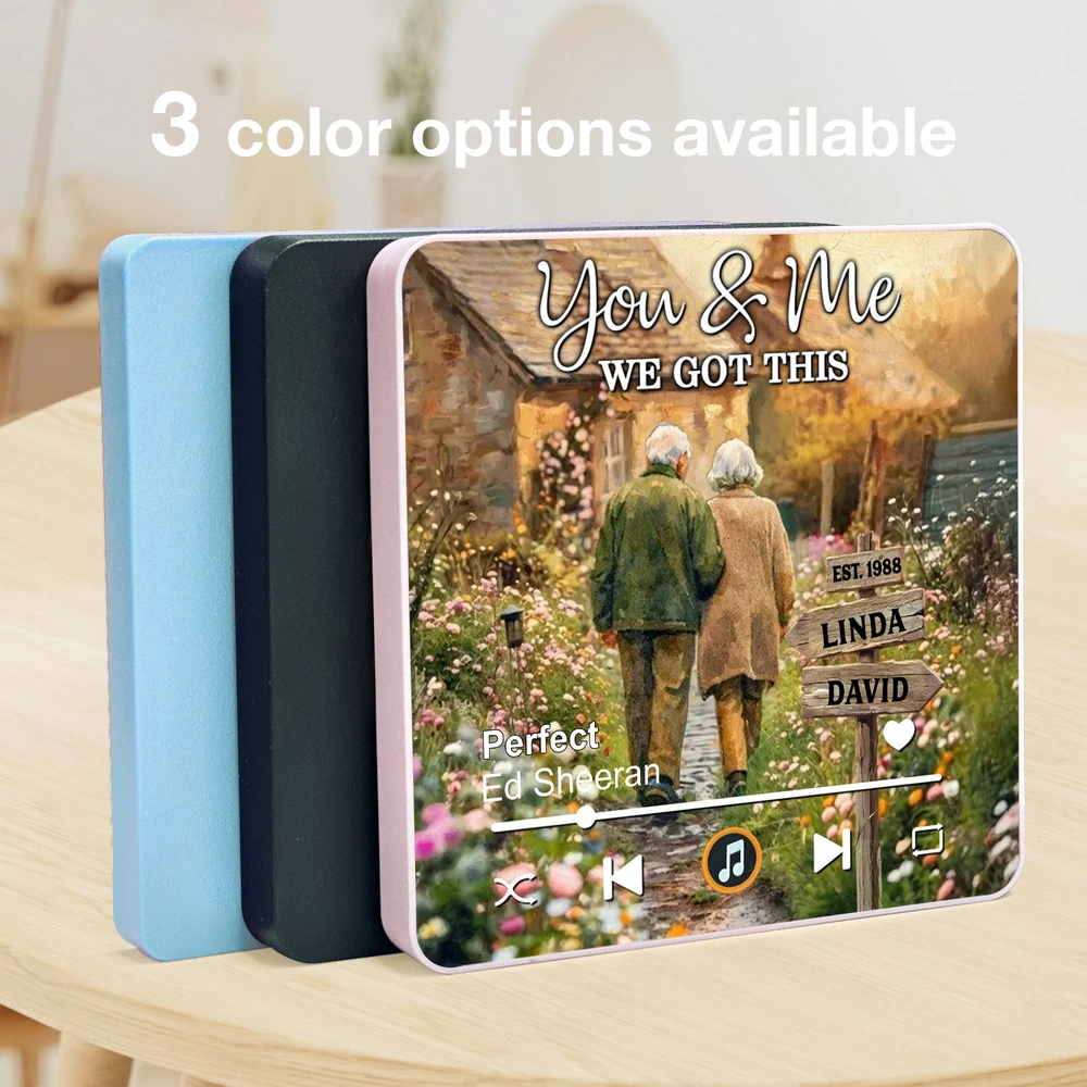 Personalized Acrylic Music Magnet with Walking Couple on a Wildflower Path, You & Me We Got This Unique Gift