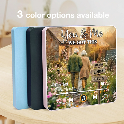 Personalized Acrylic Music Magnet with Walking Couple on a Wildflower Path, You & Me We Got This Unique Gift