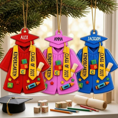 Personalized Acrylic Ornament, Proud Kindergarten Keepsake for the Christmas Tree, Creative Gift for Families