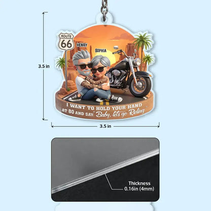 Acrylic Keychain, Baby Let's Go Riding Biker Couple, Creative Gift for a Partner