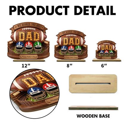 American Football Personalized 2-Layer Wooden Plaque for Dad, Unique Father's Day Gift with Stadium Style