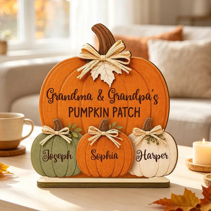 Grandma & Grandpa's Pumpkin Patch Wooden Plaque, Heartwarming Personalized Keepsake and Creative Family Gift