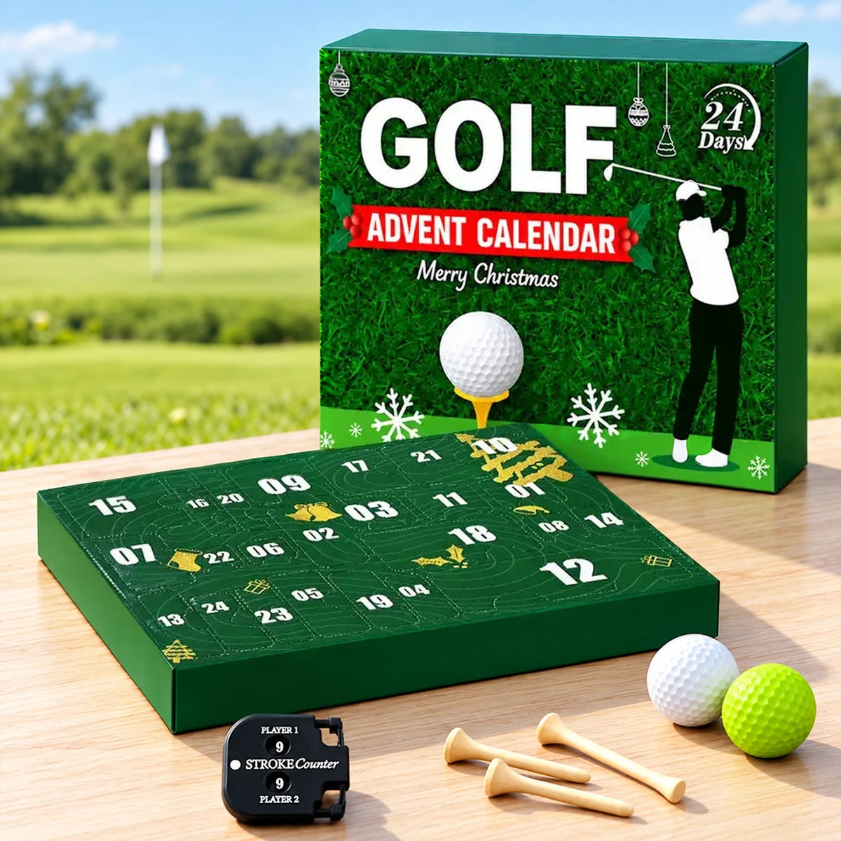 Golf Swing Advent Calendar, Merry Christmas Golf Course Design, Creative Gift for Dad and Golf Fans