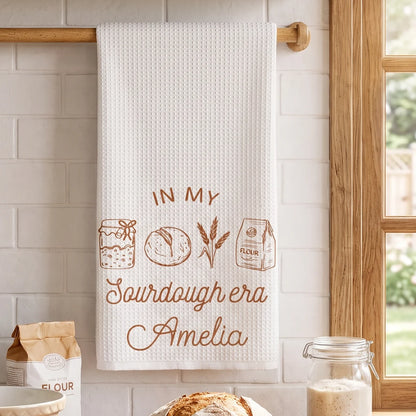 Personalized Kitchen Towel, Rustic Sourdough Art for a Warm Kitchen, Creative Gift for Bakers