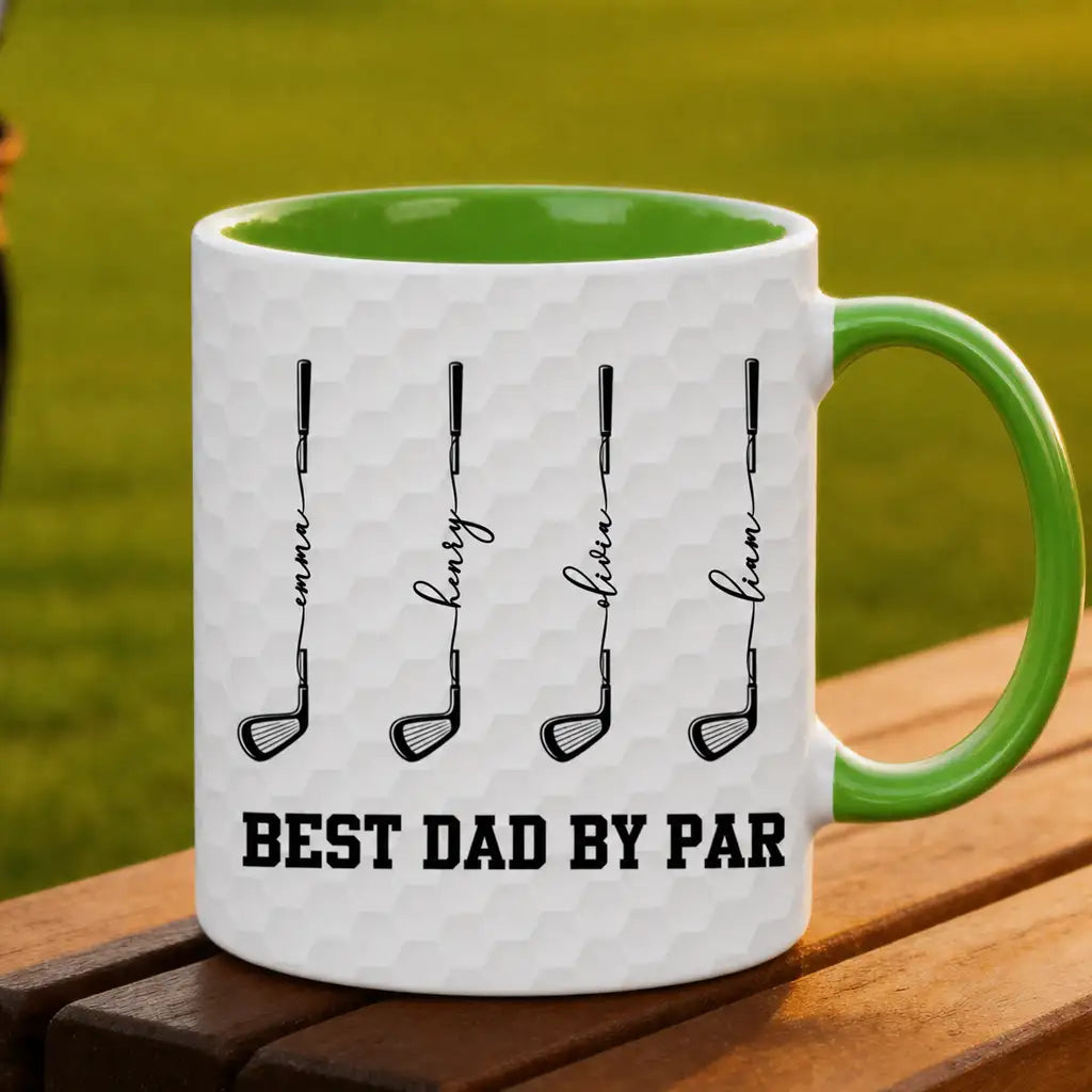 Personalized Golf Dad Two-Tone Mug, Unique Gift for Dad's Morning Coffee