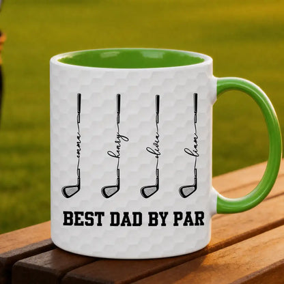 Personalized Golf Dad Two-Tone Mug, Unique Gift for Dad's Morning Coffee