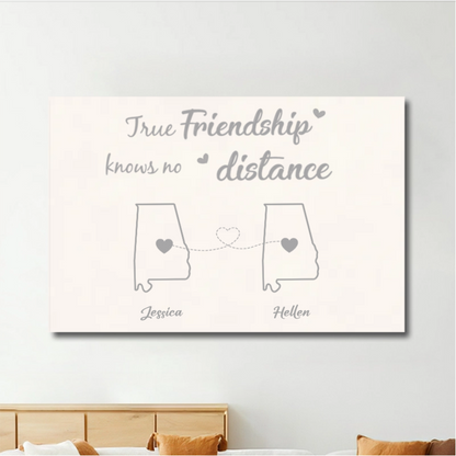 Personalized Friendship Ornament or Cup or Poster or Keychain or Plaque - True Friendship Knows No Distance-Distance Friends