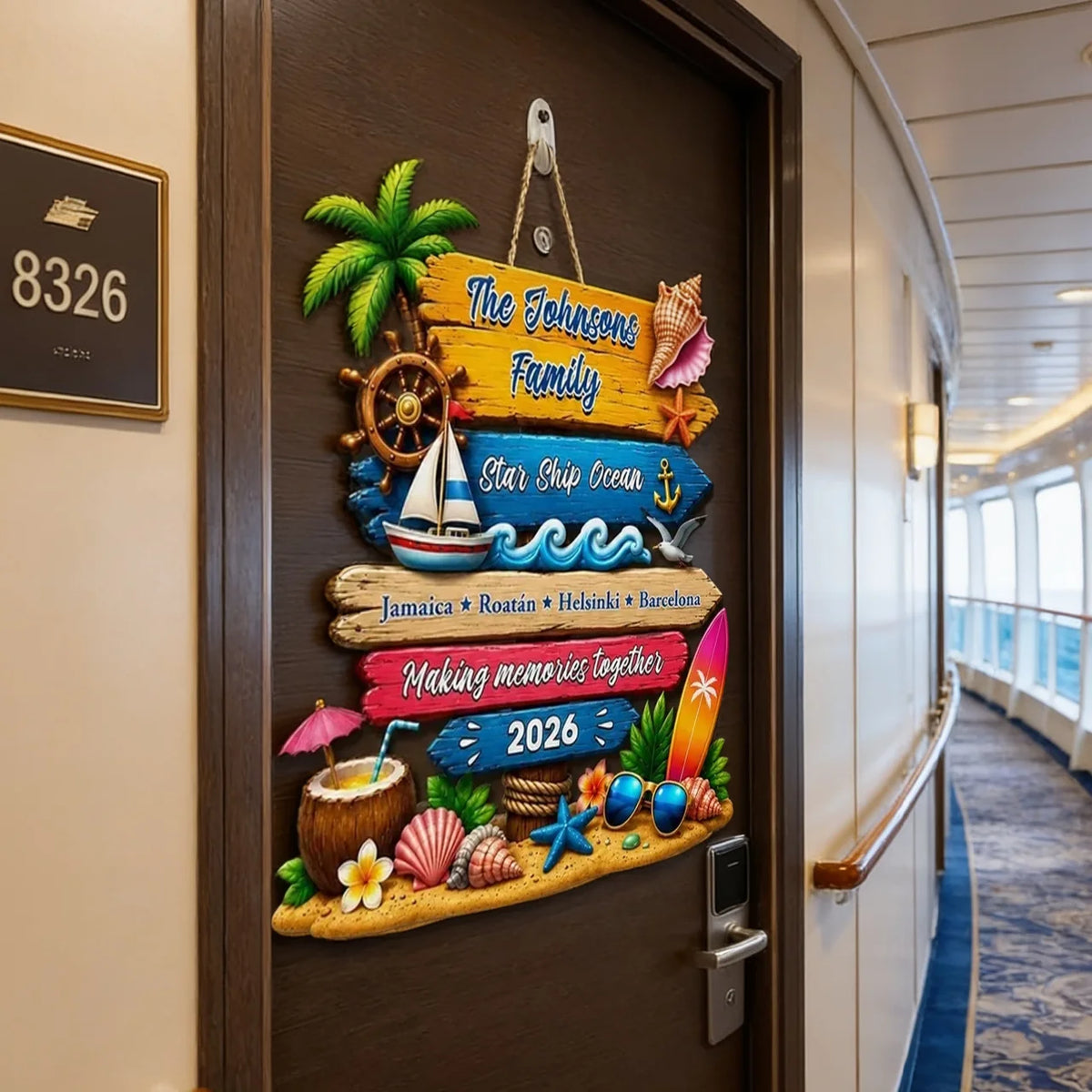 Custom Wooden Sign With Beach Travel Art, Making Memories Together, Unique Creative Gift For Family