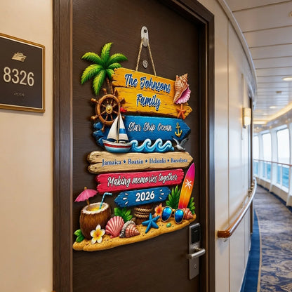 Custom Wooden Sign With Beach Travel Art, Making Memories Together, Unique Creative Gift For Family