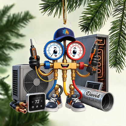 Personalized Acrylic Ornament, Cheerful HVAC Tools, Creative Gift Celebrating a Technician's Trade Pride