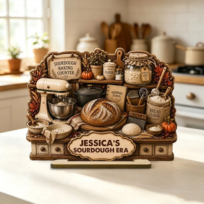 Personalized Sourdough 2-Layer Wooden Plaque, Rustic Baking Counter Decor, Unique Gift for Home Bakers