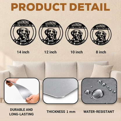 Personalized Shaped Metal Sign with Guard Dog Portrait, Monochrome Entry Decor, Unique Gift for Dog Lovers