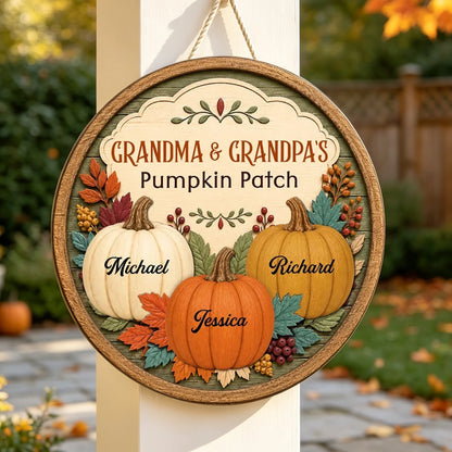 Personalized Wooden Sign, Grandma & Grandpa's Pumpkin Patch, Autumn Decor, Unique Gift for Grandparents