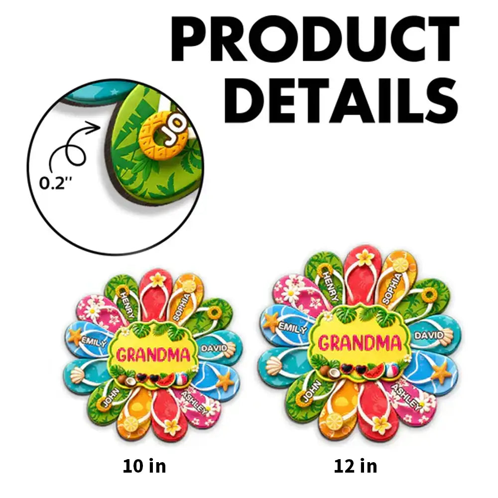 Personalized Grandma Wooden Sign, Tropical Flip Flop Custom Summer Decor, Unique Gift for Grandma