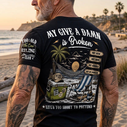 Personalized Dual Print Classic Tee, Too Old To Care Club, Unique Gift For Dad, Husband Or Retiree